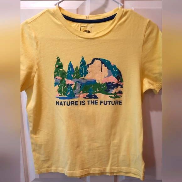 The North Face Short Sleeve Yellow Cotton T-shirt size Large (14/16) - Picture 1 of 8